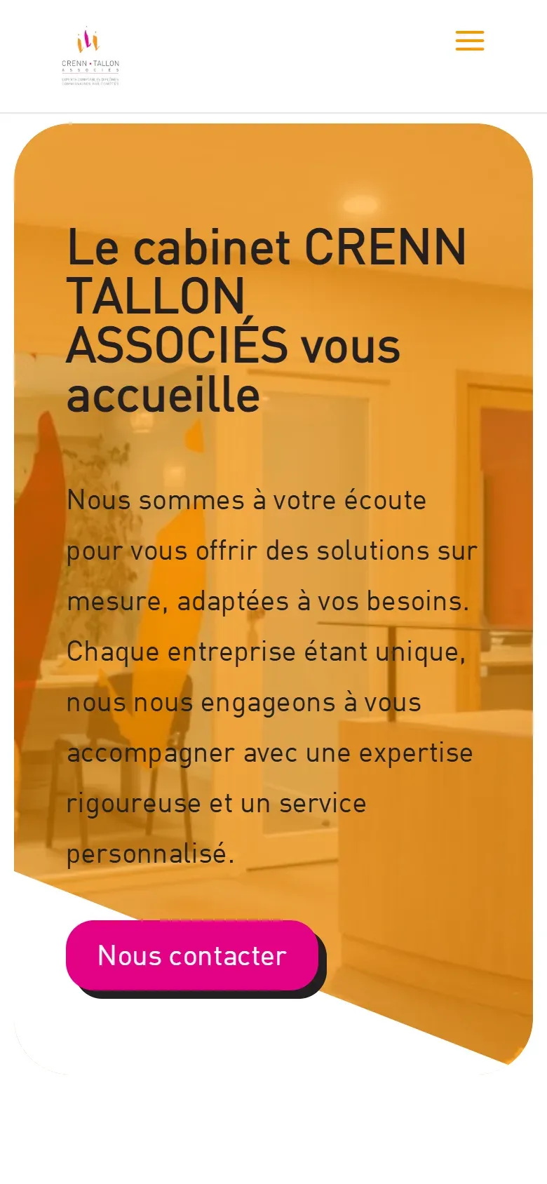 Page d’accueil du site du cabinet CRENN TALLON ASSOCIÉS sur téléphone