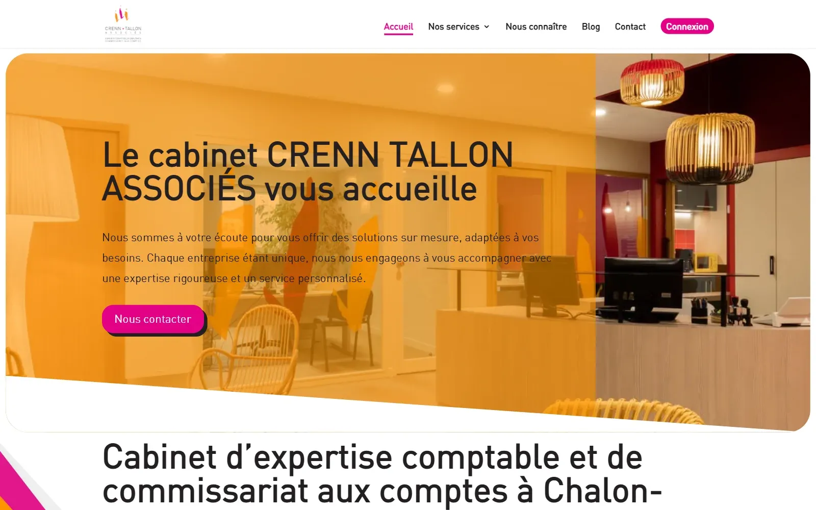 Page d’accueil du site du cabinet CRENN TALLON ASSOCIÉS sur ordinateur