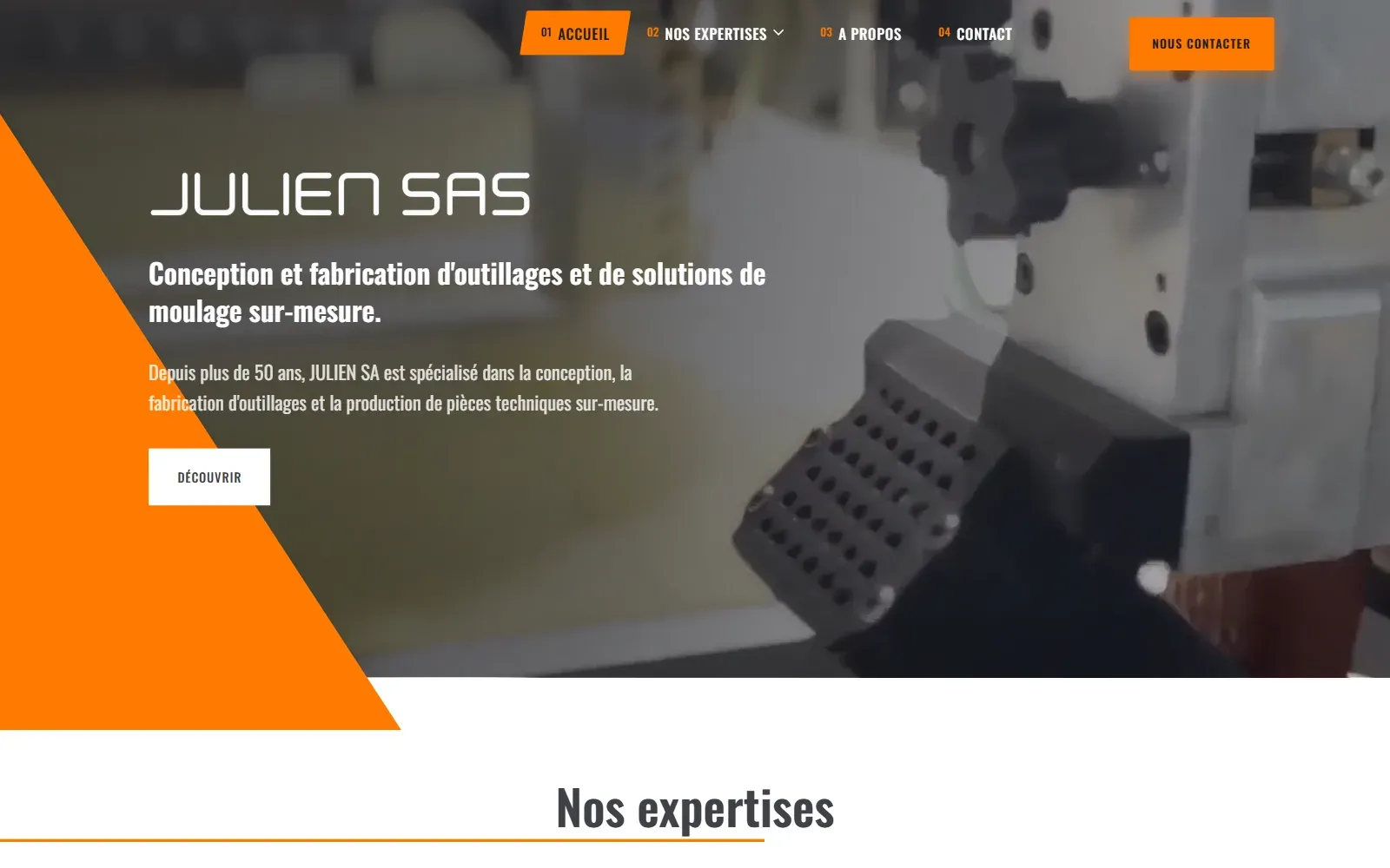 Page d’accueil du site JULIEN SAS sur ordinateur